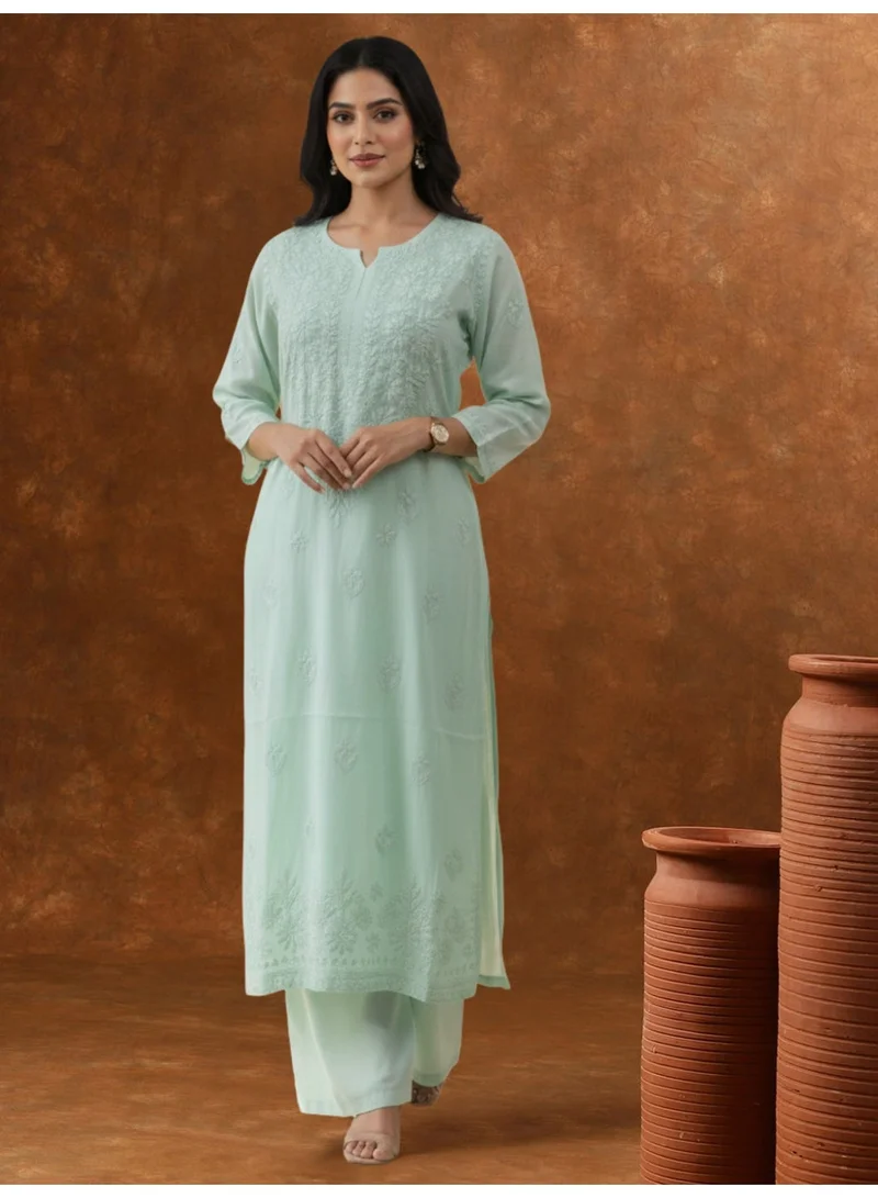 الايا مجموعة كورتا موسلين شيكانكاري المطرزة يدويًا للسيدات-AL4104KS